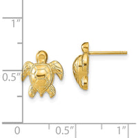 14K Yellow Gold Turtle Post Earrings - 11.2mm Length by 0