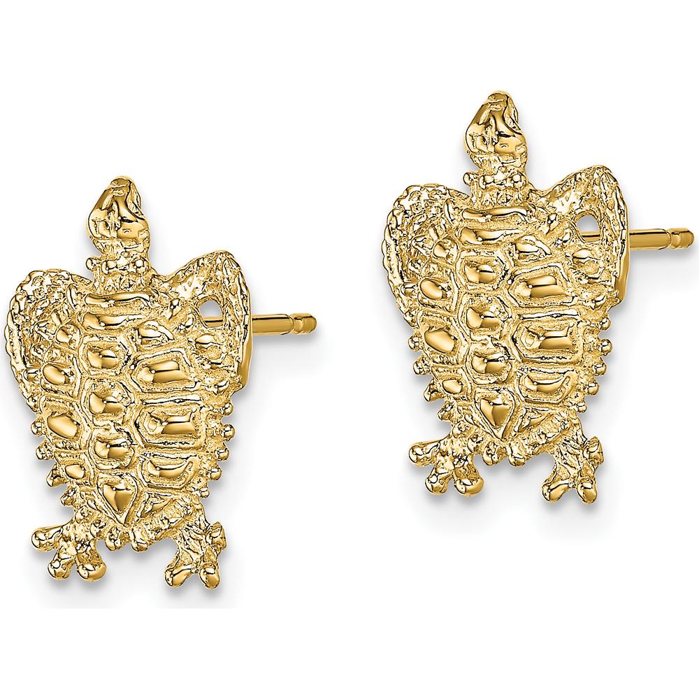 14K Yellow Gold Turtle Post Earrings - Polished Design by 0