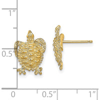 14K Yellow Gold Turtle Post Earrings - Polished Design by 0