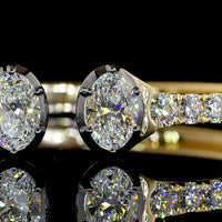 14K Yellow Gold Twin Bangle Bracelet with 2.02 Carats Oval Lab-Grown Diamonds and 2.26 Carats Brilliant Cut Lab Diamonds - 4.28 Carats Total Diamond Weight - Covaloro Fine Jewelry