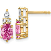14K Yellow Gold Twist Earrings with Lab-Created Pink Sapphire and Natural Diamond Accents - 1.20 Carat Total Gem Weight by Oro Pregiato