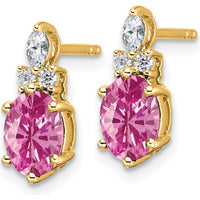 14K Yellow Gold Twist Earrings with Lab-Created Pink Sapphire and Natural Diamond Accents - 1.20 Carat Total Gem Weight by Oro Pregiato