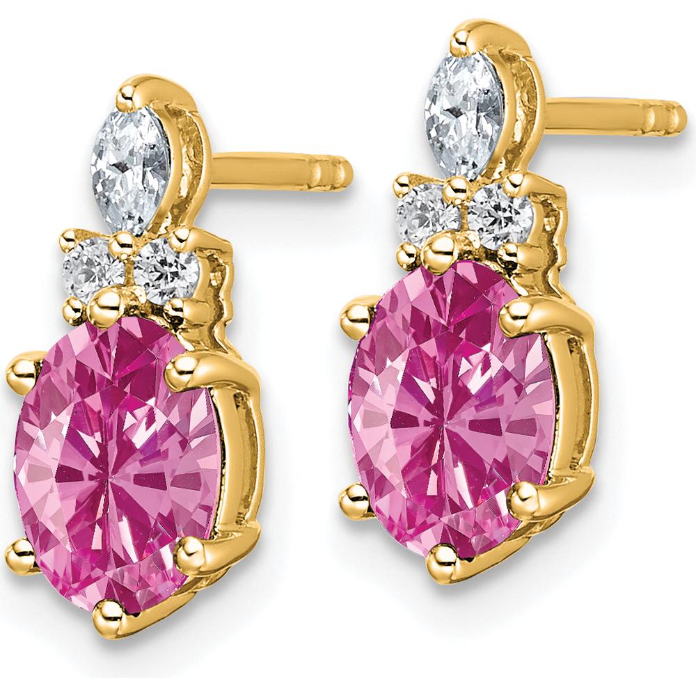 14K Yellow Gold Twist Earrings with Lab-Created Pink Sapphire and Natural Diamond Accents - 1.20 Carat Total Gem Weight by Oro Pregiato