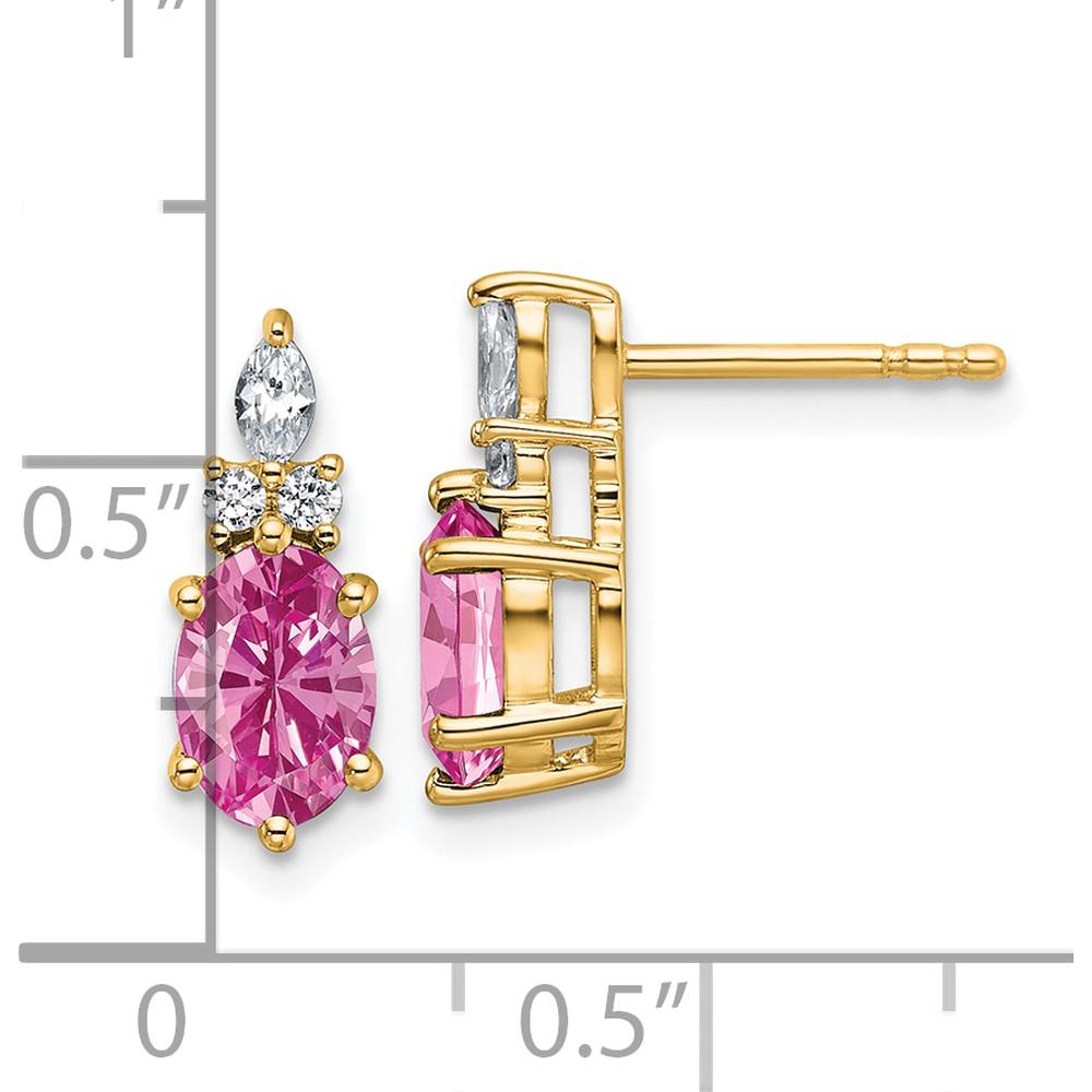 14K Yellow Gold Twist Earrings with Lab-Created Pink Sapphire and Natural Diamond Accents - 1.20 Carat Total Gem Weight by Oro Pregiato