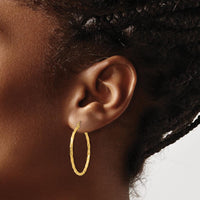 14K Yellow Gold Twist Polished Hoop Earrings - 26mm Length, 30.5mm Width by 0