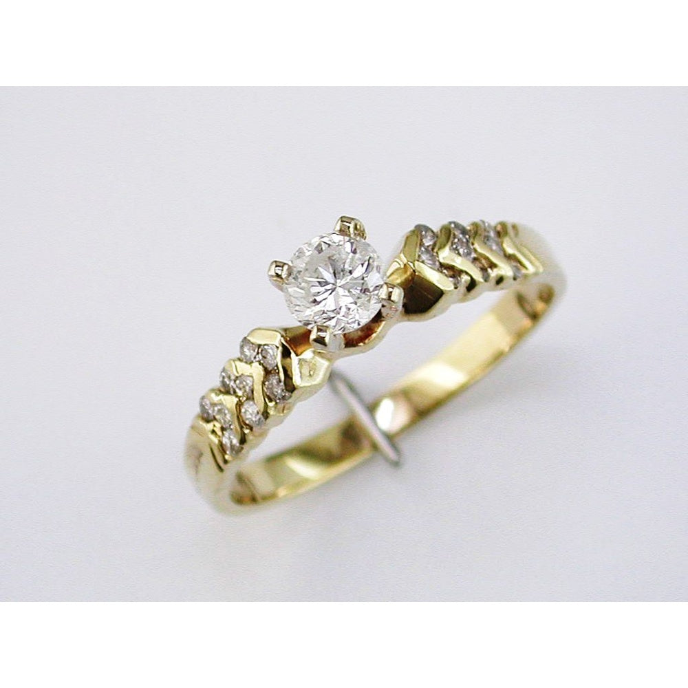 14K Yellow Gold Twist-Shank Engagement Ring with 0.40 Carat Round Brilliant Center Diamond and 0.23 Carat Accent Diamonds - Royal Jewelry