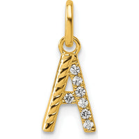 14K Yellow Gold Twisted "A" Diamond Initial Charm - 0.05 Carat Total Diamond Weight by Oro Pregiato