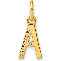 14K Yellow Gold Twisted "A" Diamond Initial Charm - 0.05 Carat Total Diamond Weight by Oro Pregiato