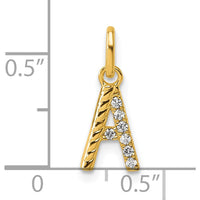 14K Yellow Gold Twisted "A" Diamond Initial Charm - 0.05 Carat Total Diamond Weight by Oro Pregiato