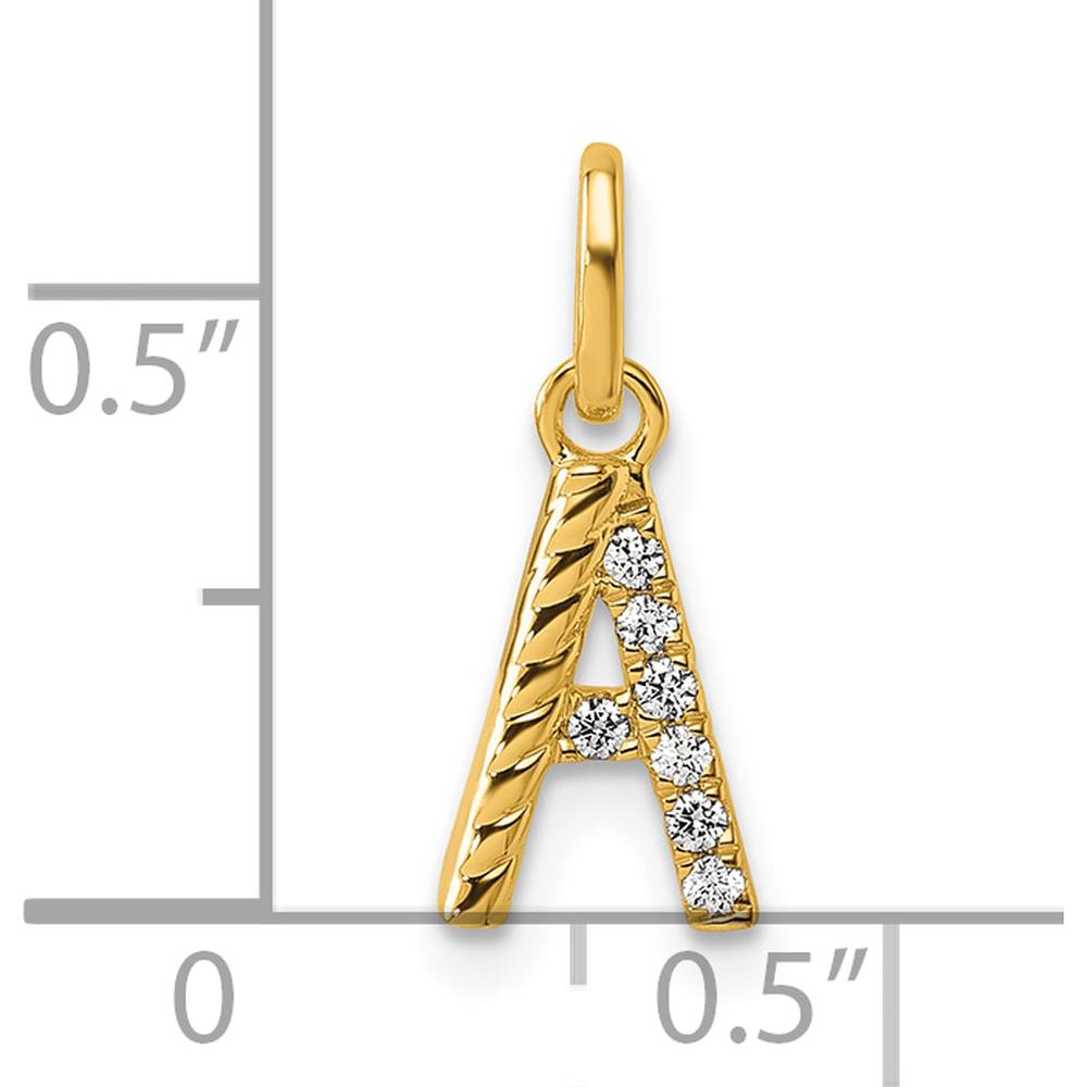 14K Yellow Gold Twisted "A" Diamond Initial Charm - 0.05 Carat Total Diamond Weight by Oro Pregiato