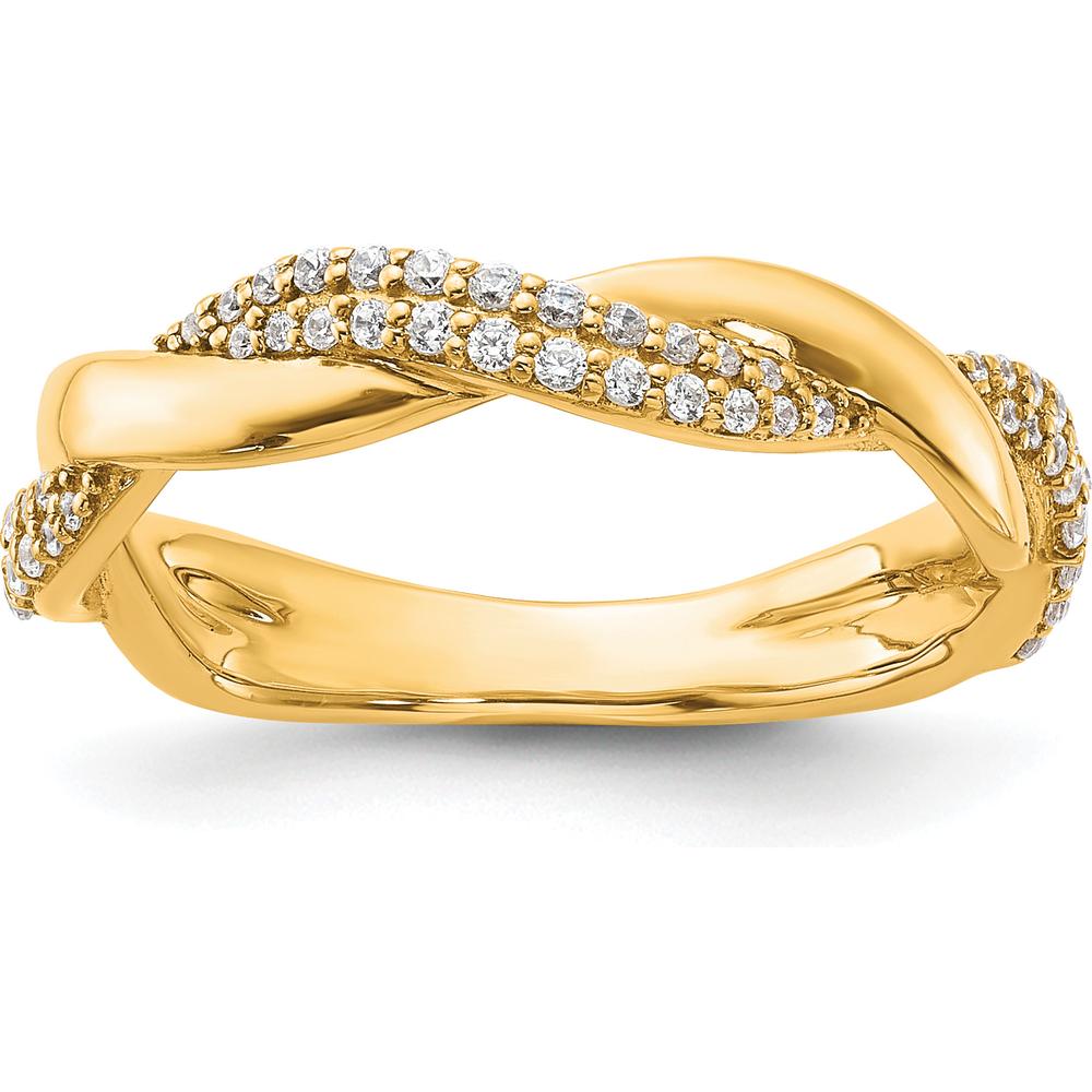 14K Yellow Gold Twisted Band Fashion Ring with 0.25 Carat Prong Set Round Diamonds by 0
