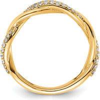 14K Yellow Gold Twisted Band Fashion Ring with 0.25 Carat Prong Set Round Diamonds by 0