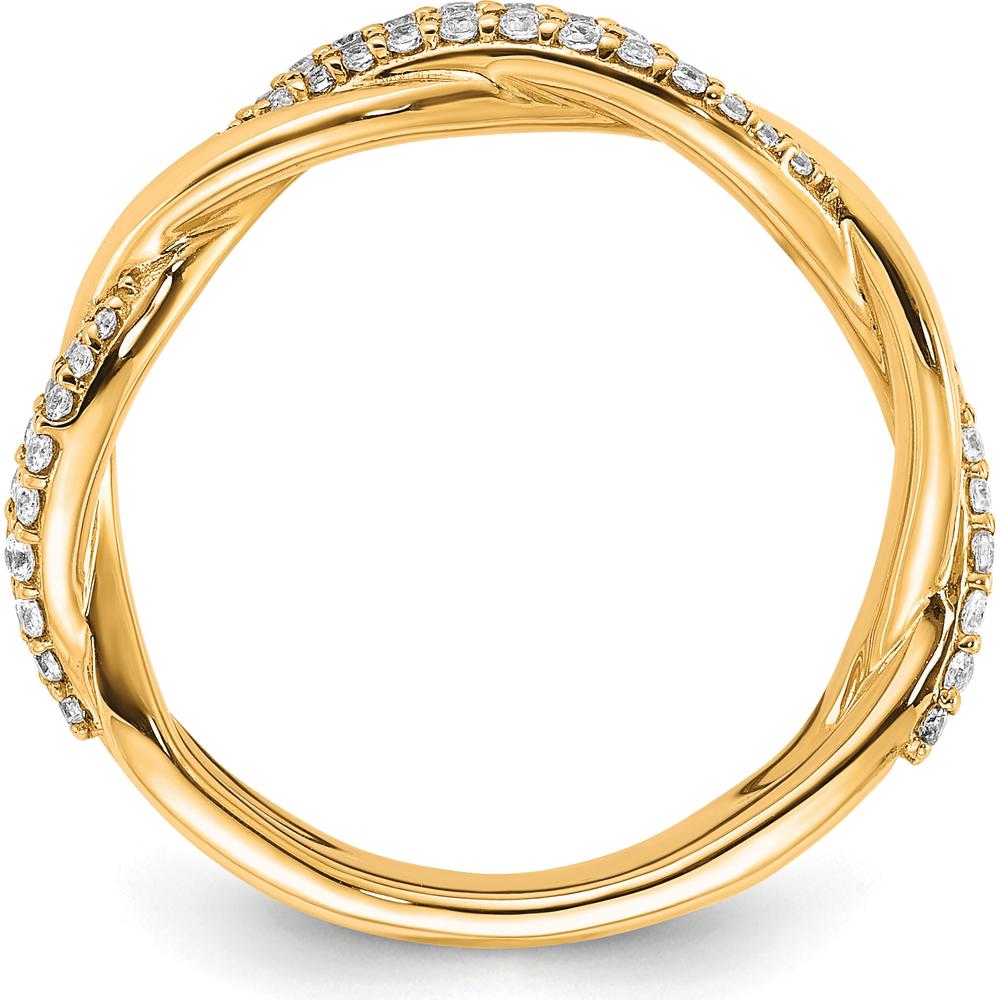 14K Yellow Gold Twisted Band Fashion Ring with 0.25 Carat Prong Set Round Diamonds by 0