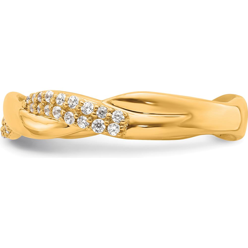 14K Yellow Gold Twisted Band Fashion Ring with 0.25 Carat Prong Set Round Diamonds by 0