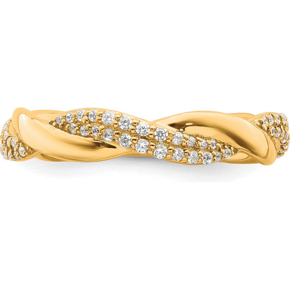 14K Yellow Gold Twisted Band Fashion Ring with 0.25 Carat Prong Set Round Diamonds by 0