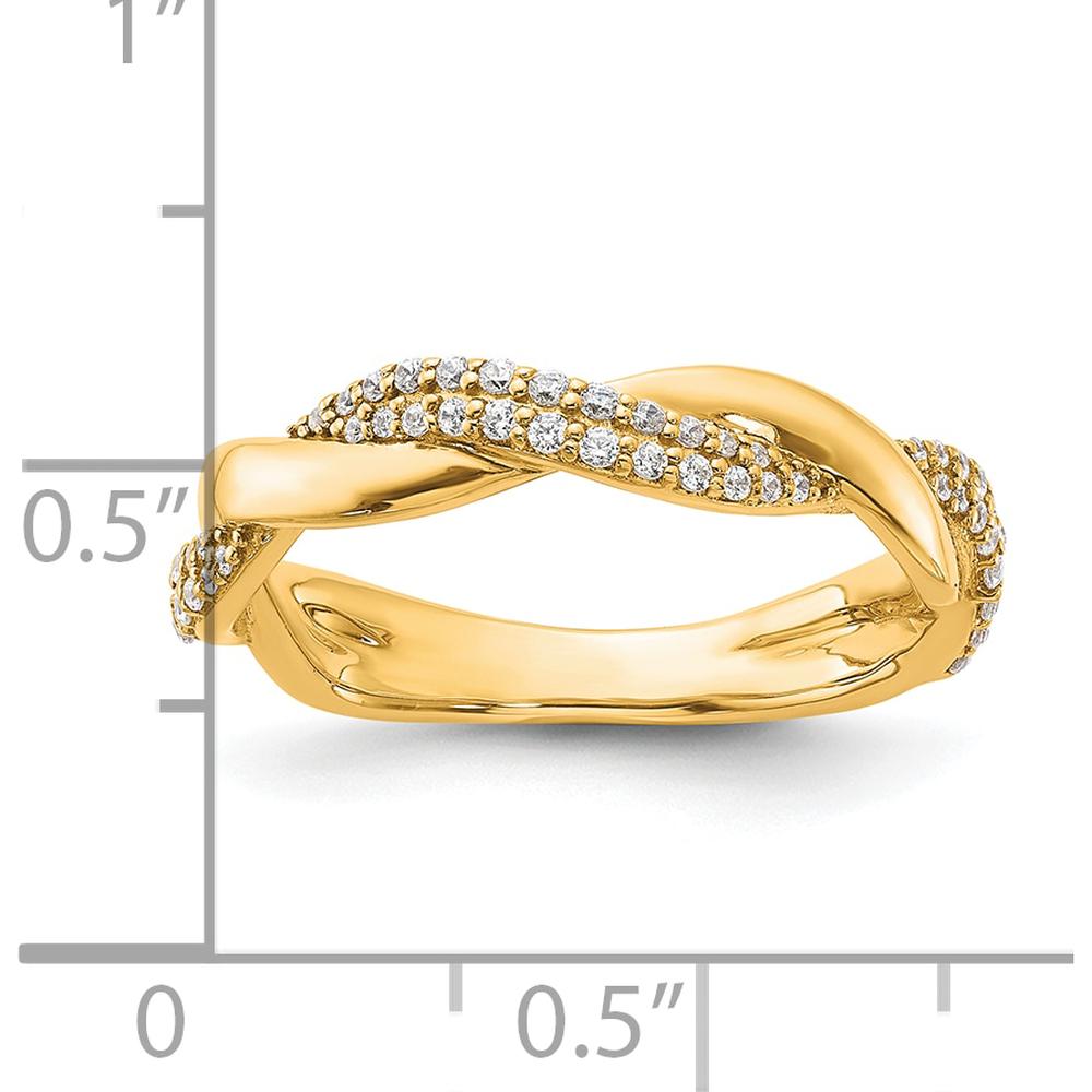 14K Yellow Gold Twisted Band Fashion Ring with 0.25 Carat Prong Set Round Diamonds by 0