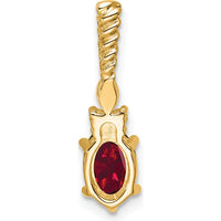 14K Yellow Gold Twisted Chain Slide Pendant with Lab Created Ruby and Diamond Accents - 7x5 mm Ruby, 3.4 mm Marquise and 2x 1.6 mm Round Diamonds by Oro Pregiato