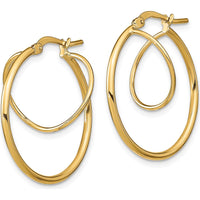 14K Yellow Gold Twisted Circle Inside Hoop Earrings with Polished Finish - 26mm Diameter by 0