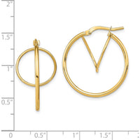 14K Yellow Gold Twisted Circle Inside Hoop Earrings with Polished Finish - 26mm Diameter by 0