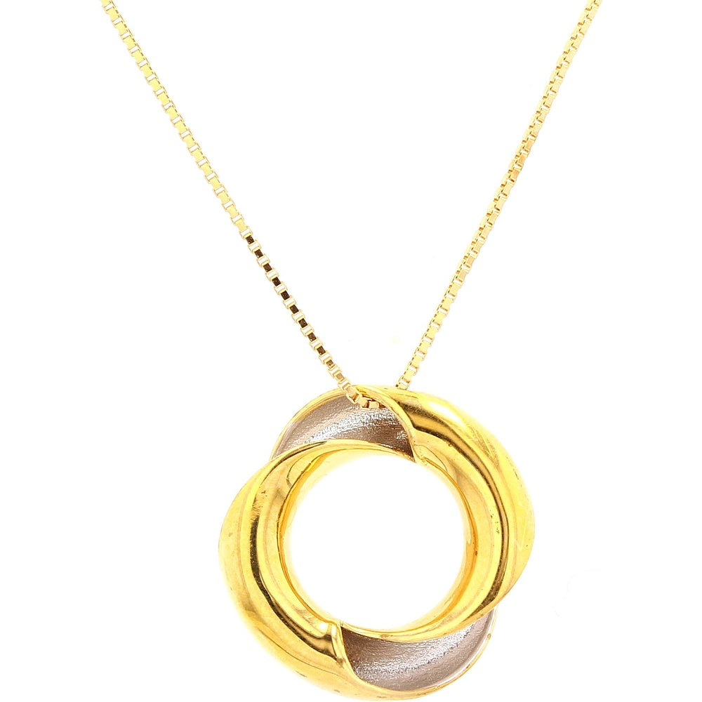 14K Yellow Gold Twisted Circle Pendant on 17-Inch Box Chain - 3.3g Solid Gold Sculptural Necklace