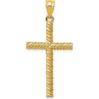 14K Yellow Gold Twisted Cross Pendant - 37mm Length, 18mm Width, Polished Finish by Oro Pregiato