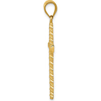 14K Yellow Gold Twisted Cross Pendant - 37mm Length, 18mm Width, Polished Finish by Oro Pregiato