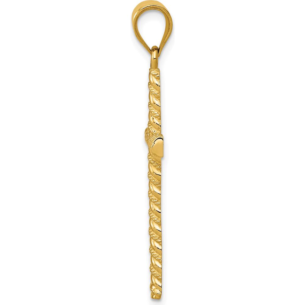 14K Yellow Gold Twisted Cross Pendant - 37mm Length, 18mm Width, Polished Finish by Oro Pregiato