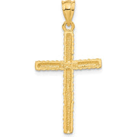 14K Yellow Gold Twisted Cross Pendant - 37mm Length, 18mm Width, Polished Finish by Oro Pregiato