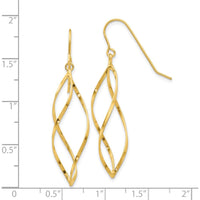 14K Yellow Gold Twisted Dangle Earrings with Polished Finish - 46mm Length by 0