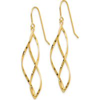 14K Yellow Gold Twisted Dangle Earrings with Polished Finish - 46mm Length by 0