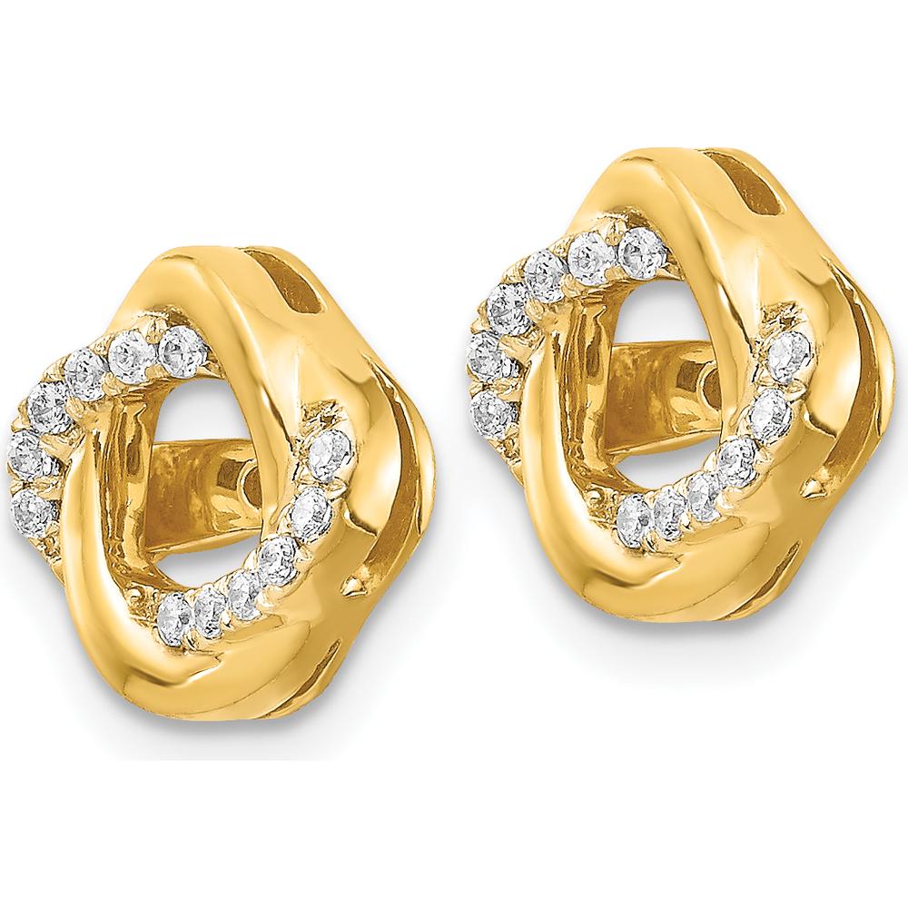 14K Yellow Gold Twisted Diamond Earring Jackets - 0.12 Carats Total Diamond Weight by Monteluci Fine Jewelry