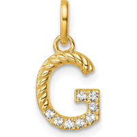 14K Yellow Gold Twisted Diamond Initial "G" Pendant with 0.07 Carat Diamond Weight by Oro Pregiato