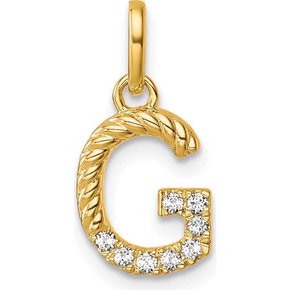 14K Yellow Gold Twisted Diamond Initial "G" Pendant with 0.07 Carat Diamond Weight by Oro Pregiato