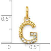 14K Yellow Gold Twisted Diamond Initial "G" Pendant with 0.07 Carat Diamond Weight by Oro Pregiato