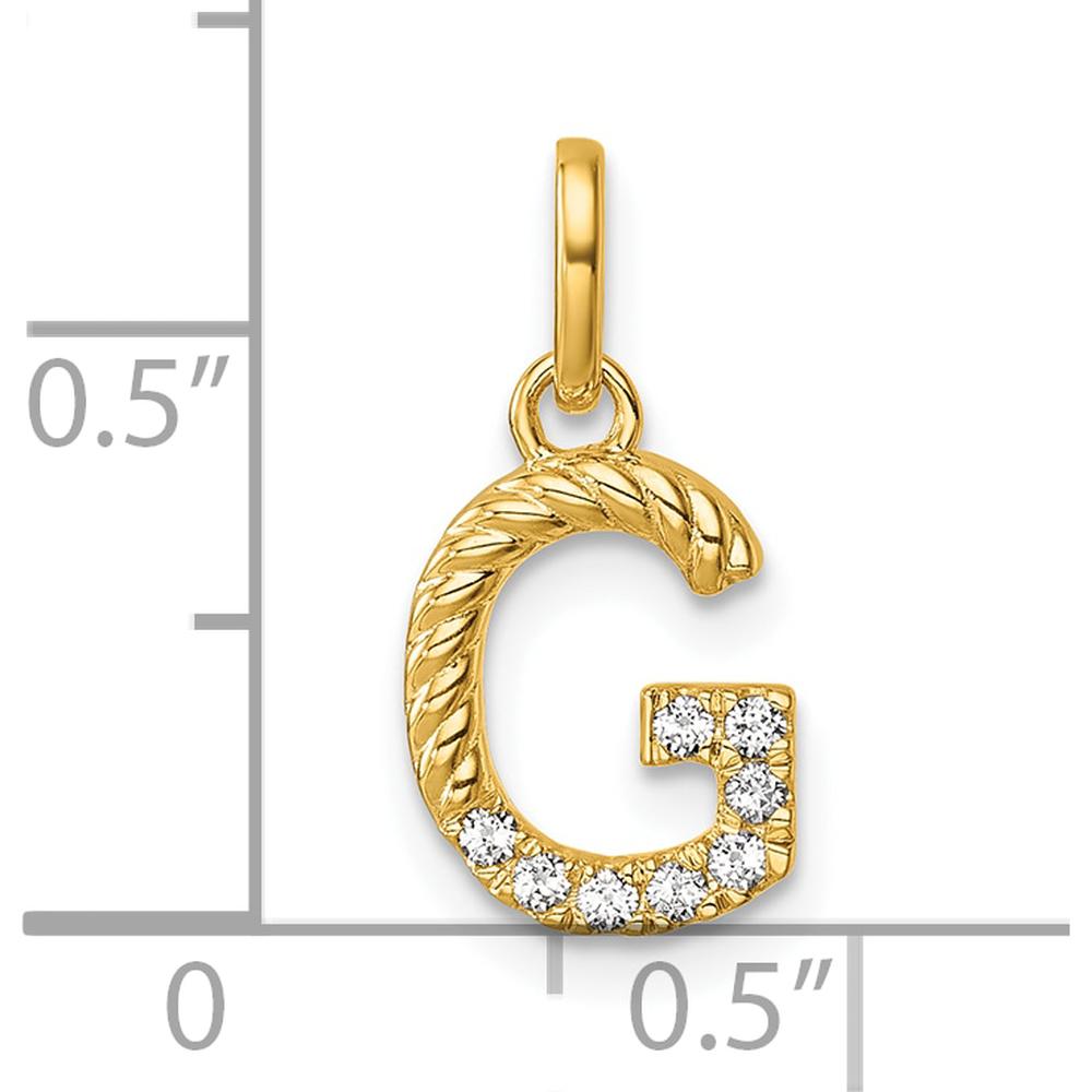 14K Yellow Gold Twisted Diamond Initial "G" Pendant with 0.07 Carat Diamond Weight by Oro Pregiato