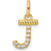 14K Yellow Gold Twisted Diamond Initial J Charm - 0.07 Carat Total Diamond Weight by Oro Pregiato