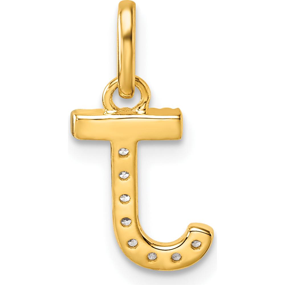 14K Yellow Gold Twisted Diamond Initial J Charm - 0.07 Carat Total Diamond Weight by Oro Pregiato