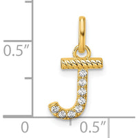 14K Yellow Gold Twisted Diamond Initial J Charm - 0.07 Carat Total Diamond Weight by Oro Pregiato