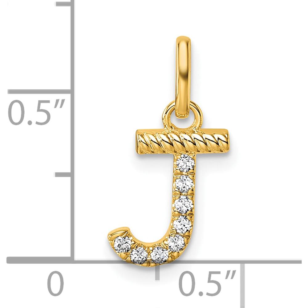 14K Yellow Gold Twisted Diamond Initial J Charm - 0.07 Carat Total Diamond Weight by Oro Pregiato