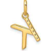 14K Yellow Gold Twisted Diamond Initial K Pendant with 0.05 Carat Total Diamond Weight by Oro Pregiato