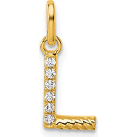 14K Yellow Gold Twisted Diamond Initial "L" Charm with 0.05 Carat Total Diamond Weight by Oro Pregiato