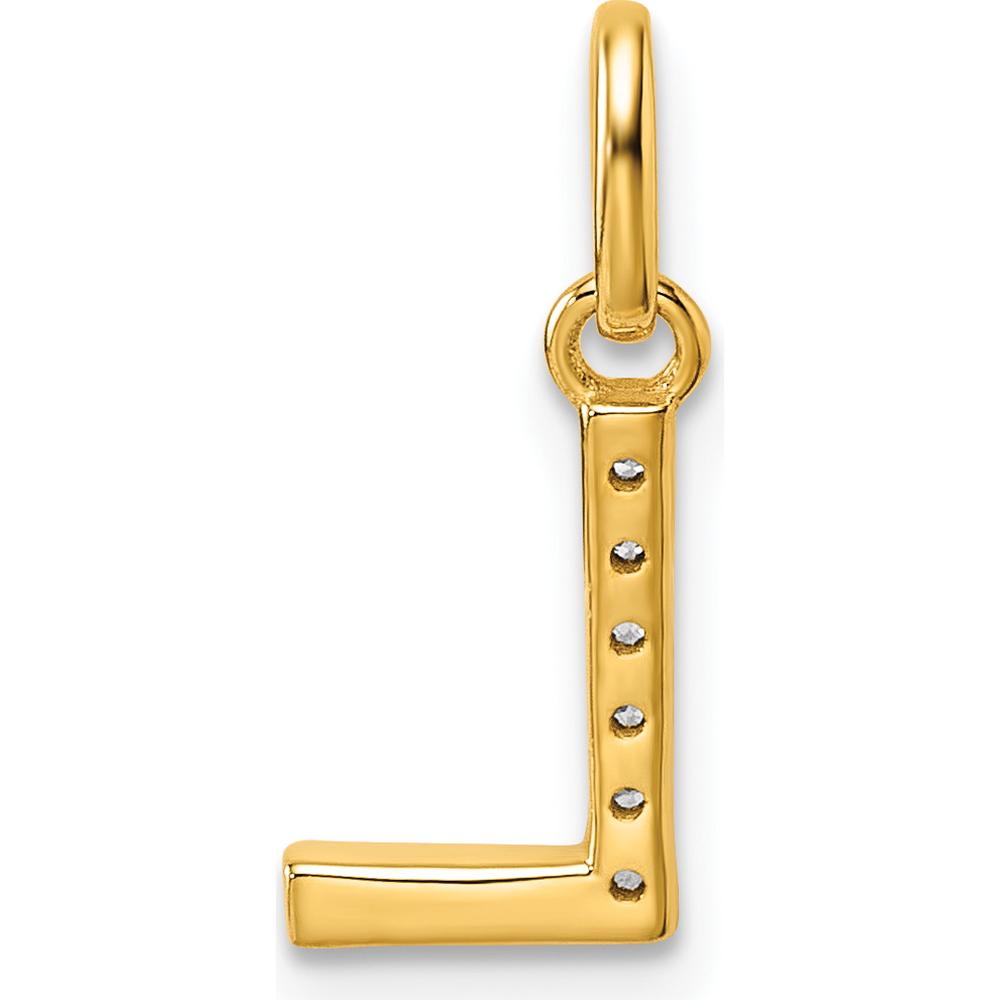 14K Yellow Gold Twisted Diamond Initial "L" Charm with 0.05 Carat Total Diamond Weight by Oro Pregiato