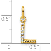 14K Yellow Gold Twisted Diamond Initial "L" Charm with 0.05 Carat Total Diamond Weight by Oro Pregiato