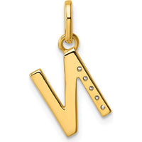 14K Yellow Gold Twisted Diamond Initial "N" Charm - 0.05 Carat Total Diamond Weight by Oro Pregiato