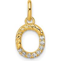 14K Yellow Gold Twisted Diamond Initial O Charm - 0.07 Carat Total Diamond Weight by Oro Pregiato