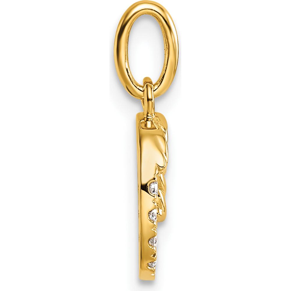 14K Yellow Gold Twisted Diamond Initial O Charm - 0.07 Carat Total Diamond Weight by Oro Pregiato