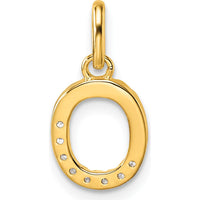 14K Yellow Gold Twisted Diamond Initial O Charm - 0.07 Carat Total Diamond Weight by Oro Pregiato