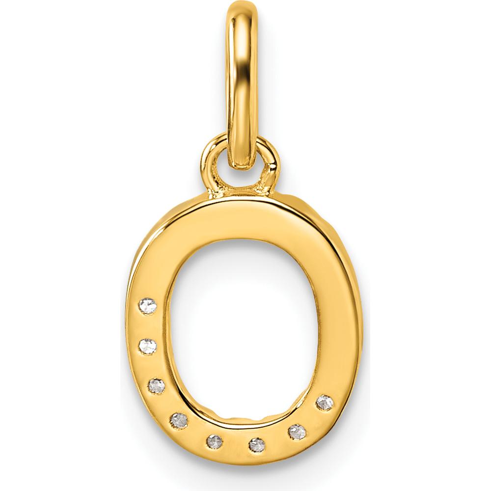 14K Yellow Gold Twisted Diamond Initial O Charm - 0.07 Carat Total Diamond Weight by Oro Pregiato