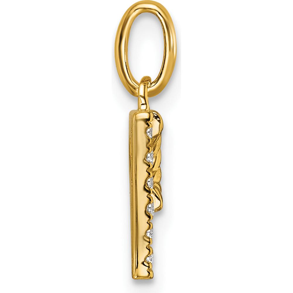 14K Yellow Gold Twisted Diamond Initial "P" Charm - 0.05 Carat Diamond Weight by Oro Pregiato