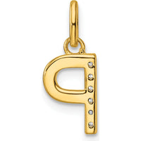 14K Yellow Gold Twisted Diamond Initial "P" Charm - 0.05 Carat Diamond Weight by Oro Pregiato